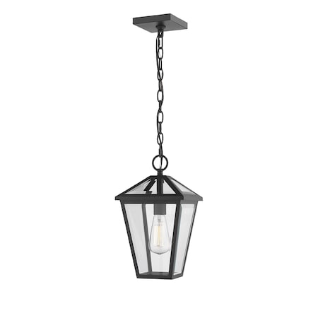 Z-Lite Talbot 1 Light Outdoor Chain Mount Ceiling Fixture, Black & Clear Beveled 579CHM-BK